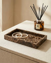 NAMI - Handcrafted Spanish Dark Emperador Marble Rectangular Tray - 11.8 x 5.9 in