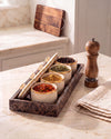 NAMI - Handcrafted Spanish Dark Emperador Marble Rectangular Tray - 11.8 x 5.9 in