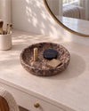 ONDO - Handcrafted Spanish Dark Emperador Marble Round Bowl - 9.8 x 1.8 in