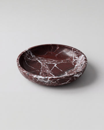 ONDO - Handcrafted Turkish Rosa Levanto Marble Round Bowl - 9.8 x 1.8 in