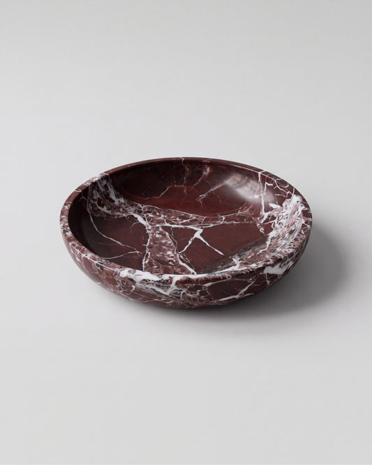 ONDO - Handcrafted Turkish Rosa Levanto Marble Round Bowl - 9.8 x 1.8 in