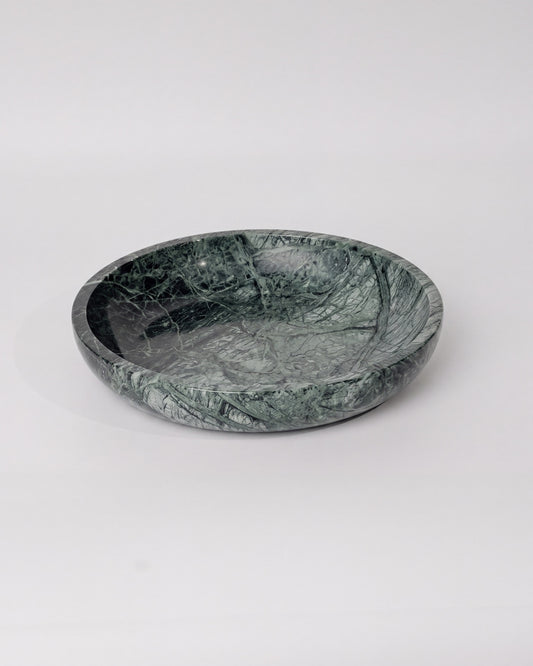 ONDO - Handcrafted Indian Green Marble Round Bowl - 9.8 x 1.8 in