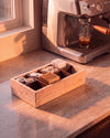 ORDO - Handcrafted Turkish Beige Travertine Organizer Box with Bamboo Grid - 12.8 x 6.9 in