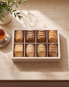 ORDO - Handcrafted Turkish Beige Travertine Organizer Box with Bamboo Grid - 12.8 x 6.9 in