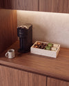 ORDO - Handcrafted Turkish Beige Travertine Organizer Box with Bamboo Grid - 12.8 x 6.9 in