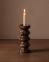 RYSO - Handcrafted Spanish Dark Emperador Marble Rhombus Candle Holder - H7.9 x 3.5 in