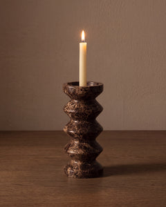 RYSO rhombus candle holder in Dark Emperador marble