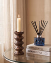 RYSO - Handcrafted Spanish Dark Emperador Marble Rhombus Candle Holder - H7.9 x 3.5 in