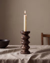RYSO - Handcrafted Spanish Dark Emperador Marble Rhombus Candle Holder - H7.9 x 3.5 in