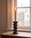 RYSO - Handcrafted Spanish Dark Emperador Marble Rhombus Candle Holder - H7.9 x 3.5 in