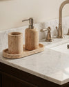 RYKO - Handcrafted Turkish Sunny Beige Travertine Bathroom Set - Set of 3 - Ø2.8 x H4.7 in