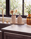 RYKO - Handcrafted Turkish Sunny Beige Travertine Bathroom Set - Set of 3 - Ø2.8 x H4.7 in