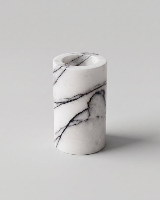 SOKI - Handcrafted Italian Lilac Marble Tealight Holder L - Ø2.4 x 3.9 in
