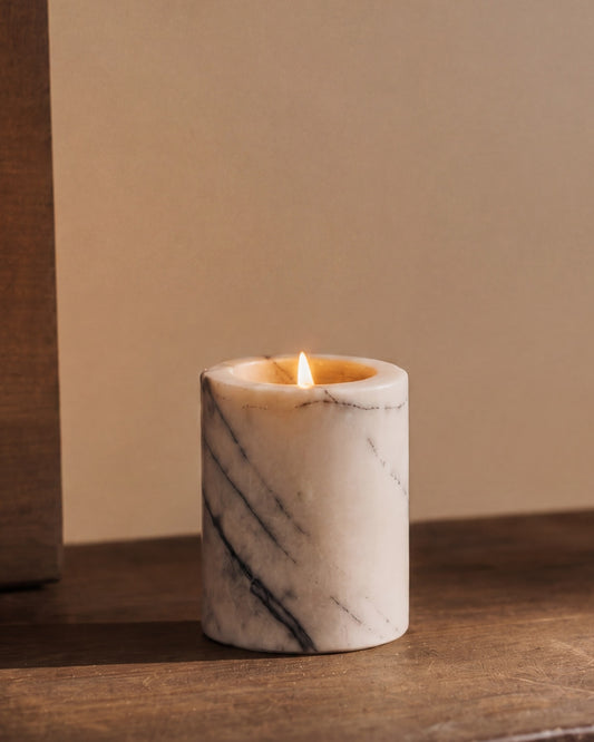 SOKI - Handcrafted Italian Lilac Marble Tealight Holder M - Ø2.4 x 2.8 in