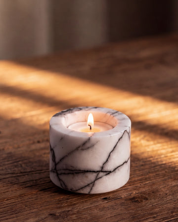 SOKI - Handcrafted Italian Lilac Marble Tealight Holder S - Ø2.4 x 1.6 in