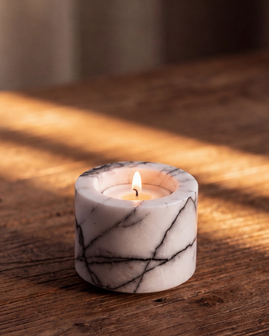 SOKI - Handcrafted Italian Lilac Marble Tealight Holder S - Ø2.4 x 1.6 in