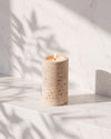 SOKI - Handcrafted Turkish Beige Travertine Tealight Holder L - Ø2.4 x 3.9 in