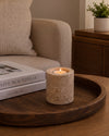 SOKI - Handcrafted Turkish Beige Travertine Tealight Holder M - Ø2.4 x 2.8 in