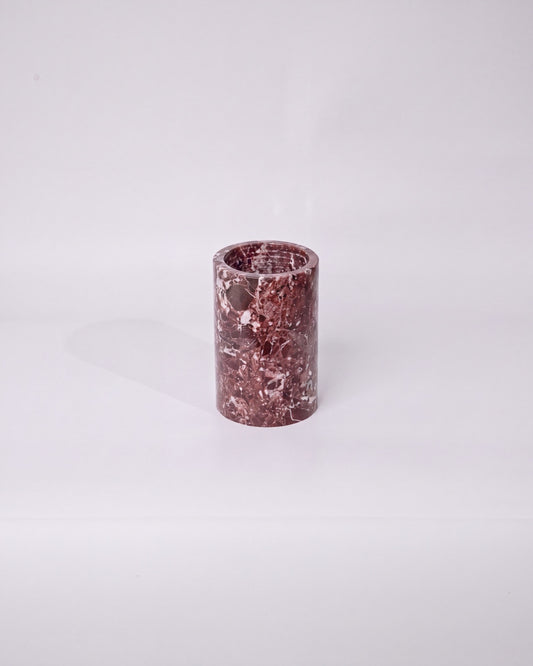 SOKI - Handcrafted Turkish Rosa Levanto Marble Tealight Holder L - Ø2.4 x 3.9 in