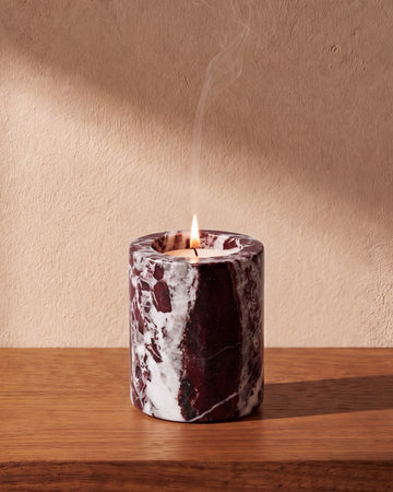 SOKI - Handcrafted Turkish Rosa Levanto Marble Tealight Holder M - Ø2.4 x 2.8 in