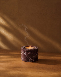 SOKI small tealight holder in Rosa Levanto marble