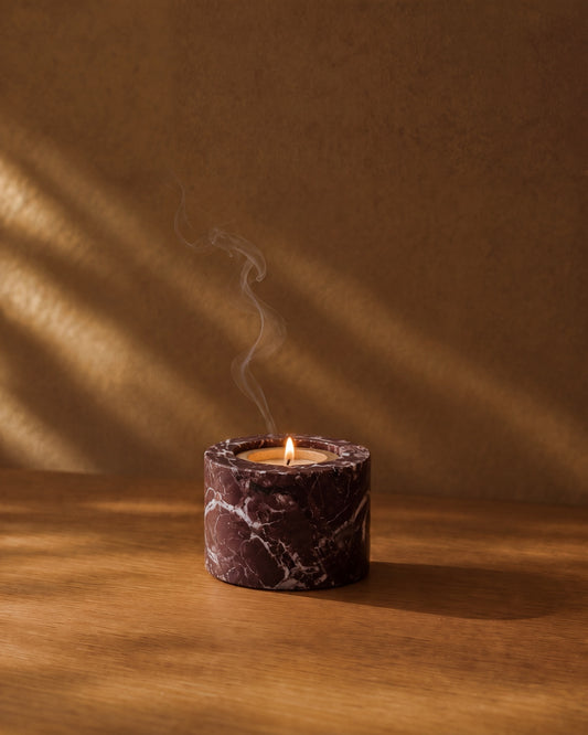 SOKI - Handcrafted Turkish Rosa Levanto Marble Tealight Holder S - Ø2.4 x 1.6 in