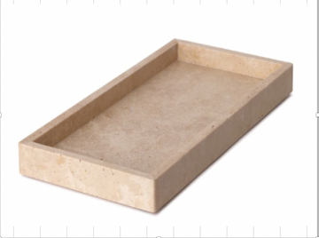 NAMI - Handcrafted Turkish Travertine Rectangular Tray - 11.8 x 5.9 in