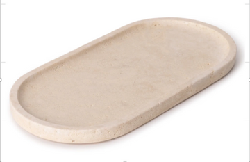 ARC - Handcrafted Turkish Travertine Oval Tray - 11.8 x 5.9 in