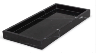 NAMI - Handcrafted Chinese Nero Marquina Marble Rectangular Tray - 11.8 x 5.9 in