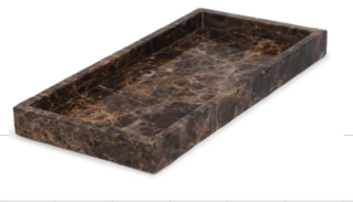 NAMI - Handcrafted Spanish Dark Emperador Marble Rectangular Tray - 11.8 x 5.9 in