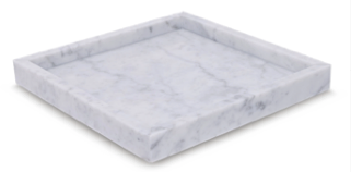 MEZA - Handcrafted Italian Carrara White Marble Square Tray - 11.8 x 11.8 in