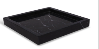 MEZA - Handcrafted Chinese Nero Marquina Marble Square Tray - 11.8 x 11.8 in