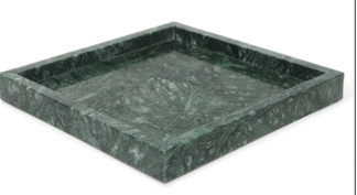 MEZA - Handcrafted Indian Green Marble Square Tray - 11.8 x 11.8 in