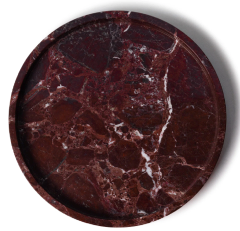 VARRO - Handcrafted Turkish Rosa Levanto Marble Round Tray - Ø11.8 in