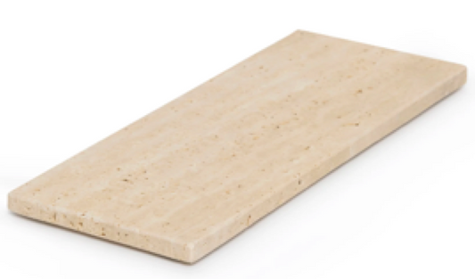 LOMA - Handcrafted Turkish Beige Travertine Rectangular Platter L - 15.7 x 7.9 in
