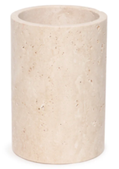 MILO - Handcrafted Turkish Beige Travertine Vase and Wine Cooler - Ø4.7 x 7.1 in
