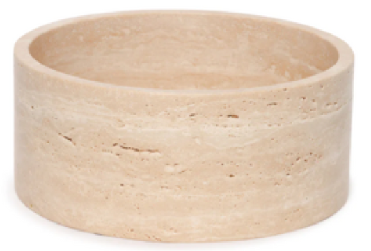 YUKI - Handcrafted Turkish Beige Travertine Round Fruit Bowl - Ø9.4 in