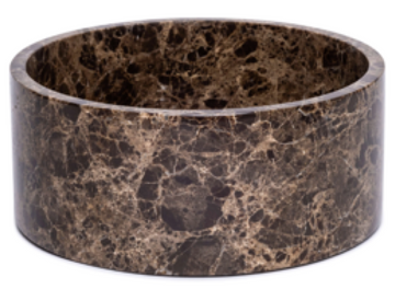 YUKI - Handcrafted Spanish Dark Emperador Marble Round Fruit Bowl - Ø9.4 in