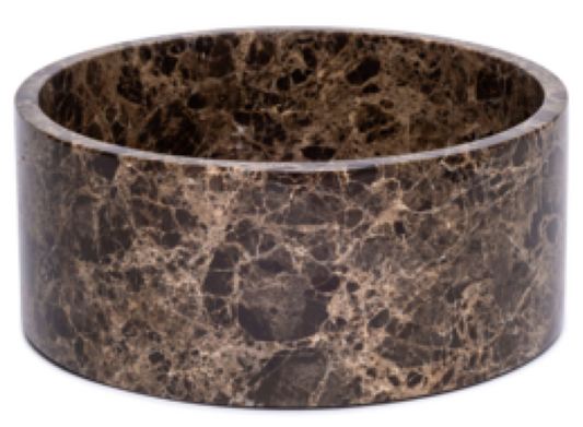 YUKI - Handcrafted Spanish Dark Emperador Marble Round Fruit Bowl - Ø9.4 in