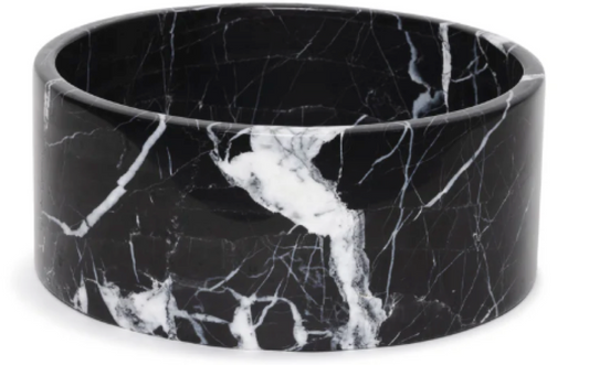 YUKI - Handcrafted Chinese Nero Marquina Marble Round Fruit Bowl - Ø9.4 in