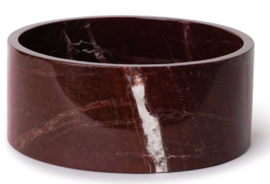 YUKI - Handcrafted Turkish Rosa Levanto Marble Round Fruit Bowl - Ø9.4 in
