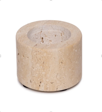 SOKI - Handcrafted Turkish Beige Travertine Tealight Holder S - Ø2.4 x 1.6 in