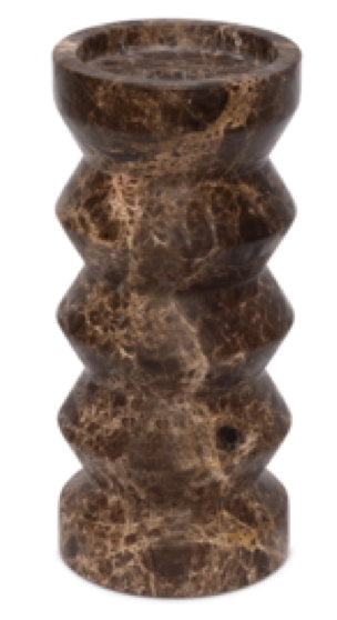 RYSO - Handcrafted Spanish Dark Emperador Marble Rhombus Candle Holder - H7.9 x 3.5 in