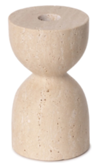 SANO - Handcrafted Turkish Beige Travertine Sculptural Candle Holder - Ø3.1 x 5.5 in