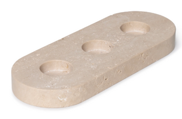 DUNE - Handcrafted Turkish Beige Travertine Tealight Holder Set - 10.6 x 4.1 in