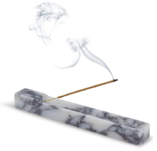 MOKU - Handcrafted Italian Calacatta Viola Marble Incense Holder - 9.8 x 1.2 in