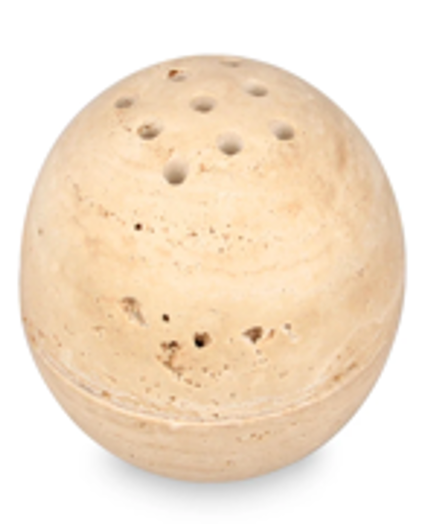 TAMA - Handcrafted Turkish Beige Travertine Incense Burner - 3.9 x 3.9 in