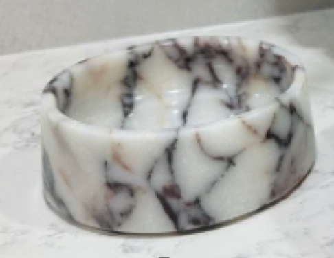 BONO - Handcrafted Italian Calacatta Viola Marble Dog Bowl - Ø7.5 x H3.9 in