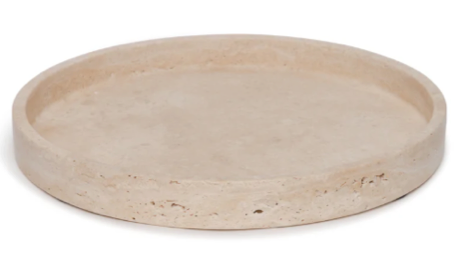 VARRO - Handcrafted Turkish Beige Travertine Round Tray - Ø11.8 in