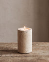 SOKI - Handcrafted Turkish Beige Travertine Tealight Holder L - Ø2.4 x 3.9 in